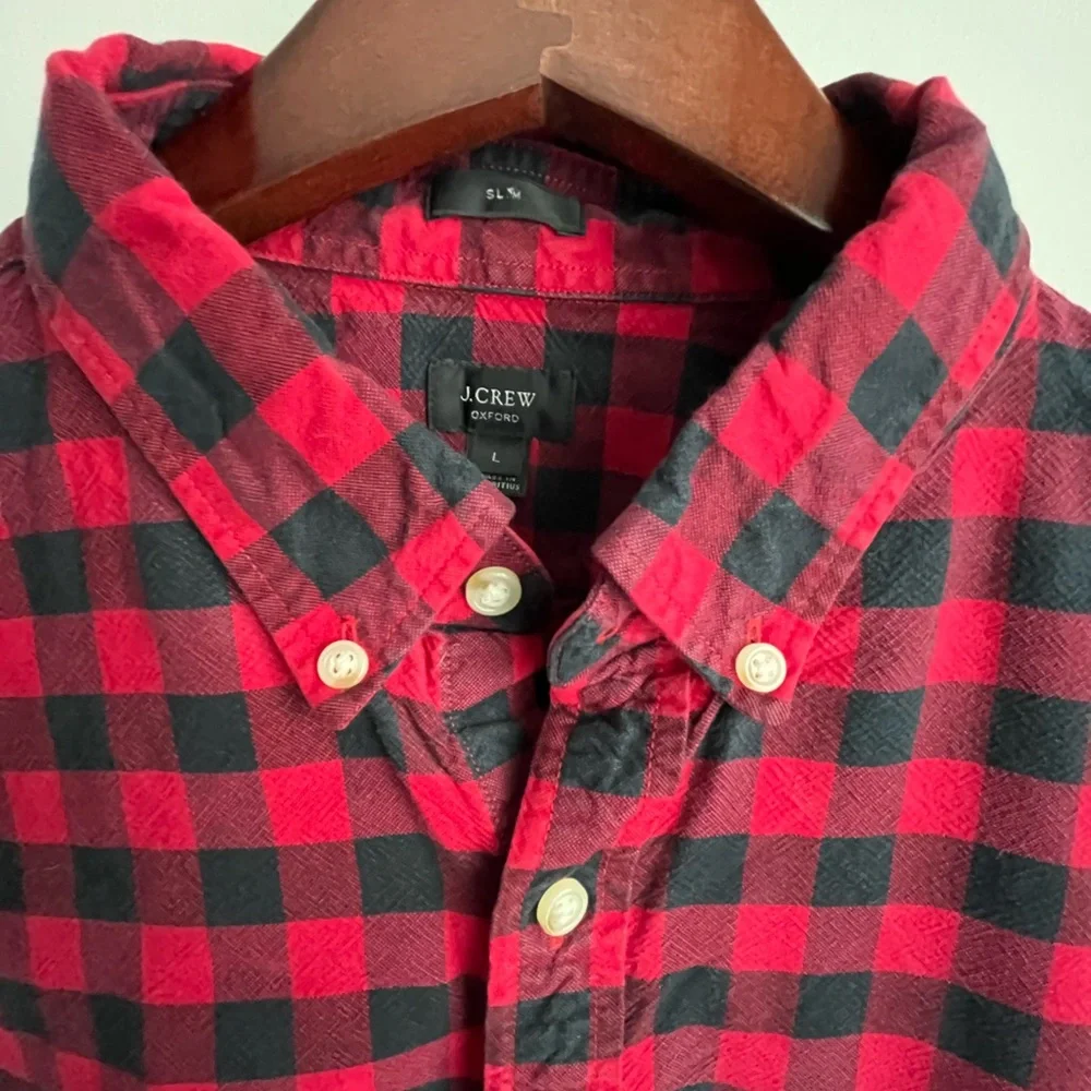 J crew oxford buffalo plaid size L slim plaid long sleeve shirt